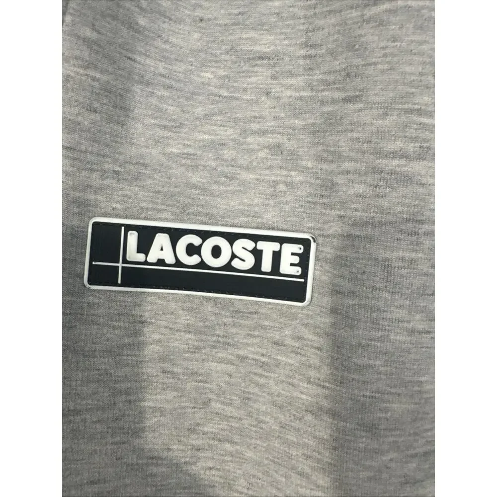LACOSTE Joggers Mens Large Grey Tapered Sweatpants Logo Lounge Casual